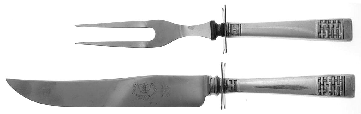 Calvalcade (Silverplate, 1946) Small Stainless Blade 2-Piece Steak Carving Set by National Silver Co-1