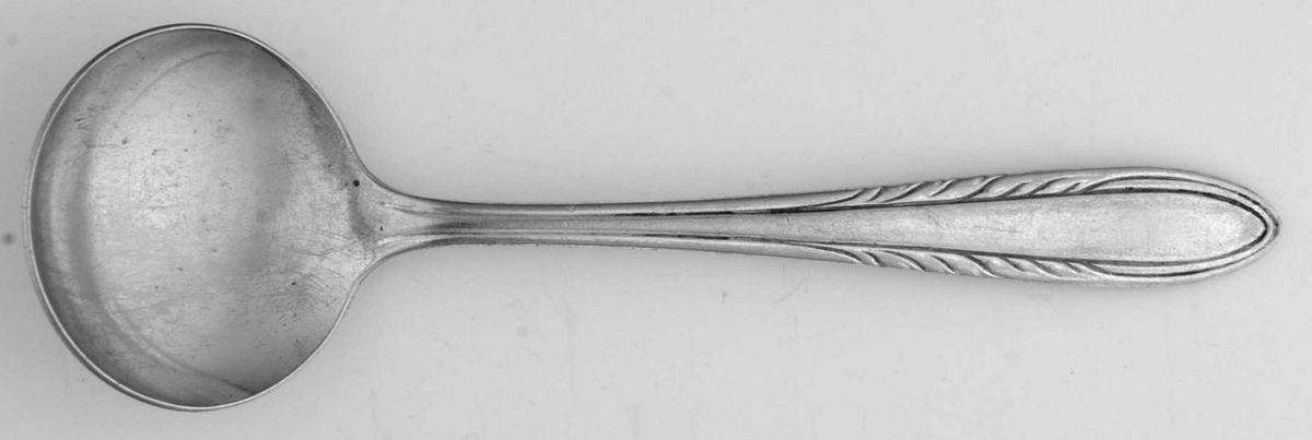 Flame (Silverplate, 1938) Round Bowl Soup Spoon (Bouillon) by National Silver Co-1