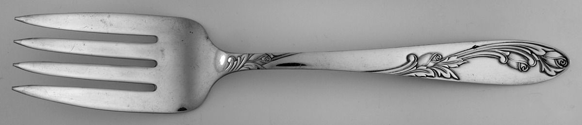 Garden of Roses (Silverplate, 1952) Medium Solid Cold Meat Serving Fork by National Silver Co-1