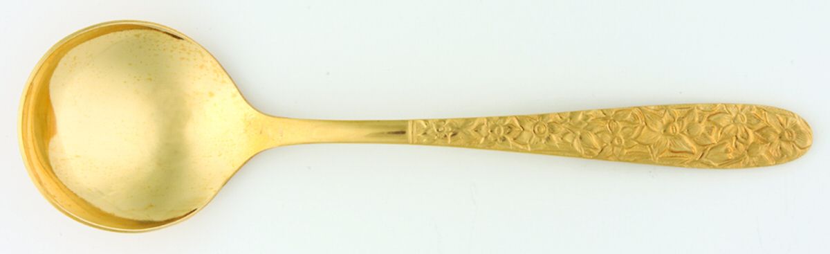 Golden Narcissus (Gold Electroplate) Round Bowl Soup Spoon (Cream Soup) by National Silver Co-1