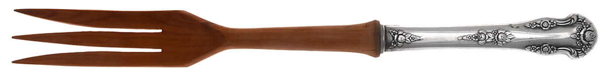 Holiday (Silverplate, 1951) Salad Serving Fork with Wooden Prongs by National Silver Co-1