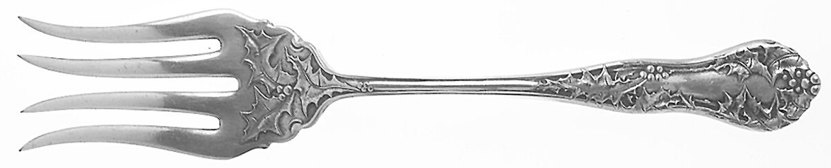 Holly (Silverplate, 1904-1907) Large Chipped Beef Fork by National Silver Co-1