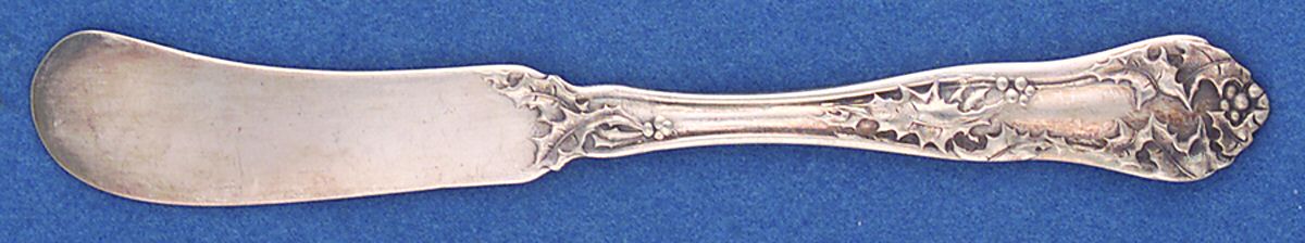 Holly (Silverplate, 1904-1907) Flat Handle Butter Spreader by National Silver Co-1