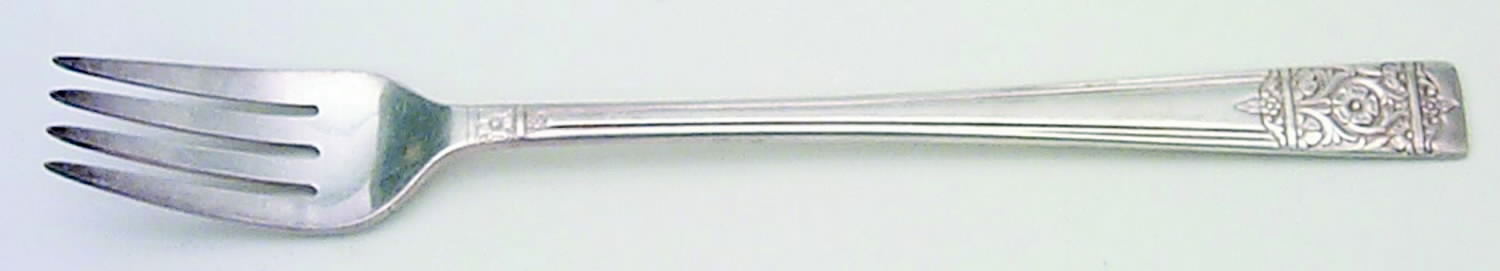 Inauguration (Silverplate, Floral, 1948) Grille Fork (Viande) by National Silver Co-1