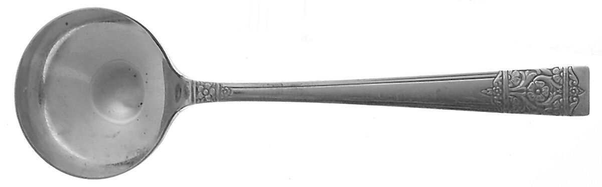 Inauguration (Silverplate, Floral, 1948) Round Bowl Soup Spoon (Bouillon) by National Silver Co-1