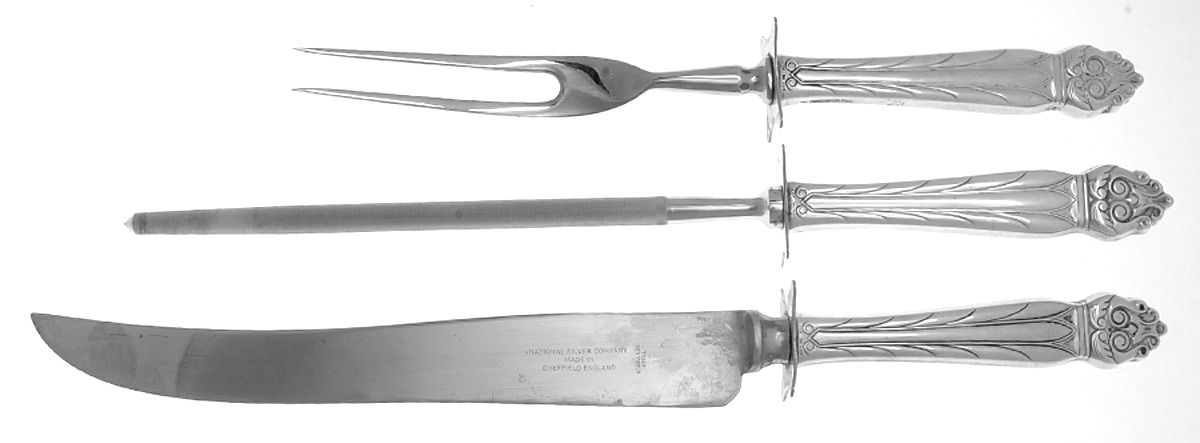 Intermezzo (Sterling, 1940) Large 3-Piece Roast Carving Set w/ Stainless Blade by National Silver Co-1