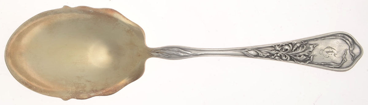 Iris (Silverplate, 1902) Large Solid Berry/Casserole Spoon by National Silver Co-1