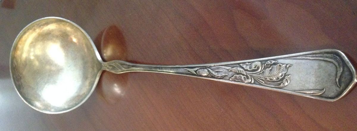 Iris (Silverplate, 1902) Oyster Ladle Solid Piece by National Silver Co-1