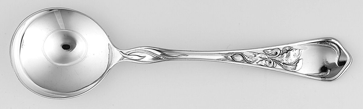 Iris (Silverplate, 1902) Round Bowl Soup Spoon (Bouillon) by National Silver Co-1