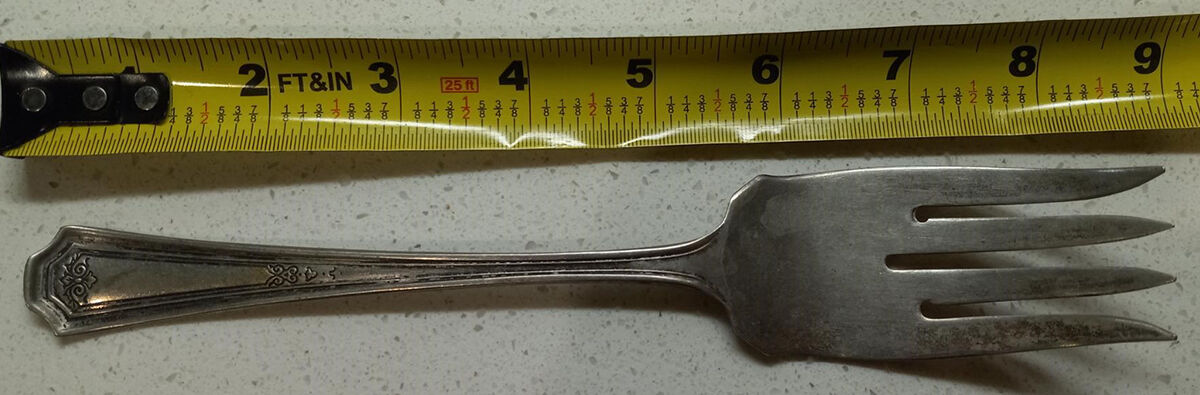 Josephine (Silverplate, 1930) Medium Solid Cold Meat Serving Fork by National Silver Co-1
