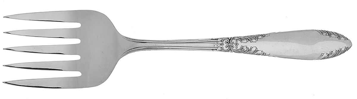 King Edward (Silverplate 1936, 1951) Solid Buffet Serving Fork by National Silver Co-1