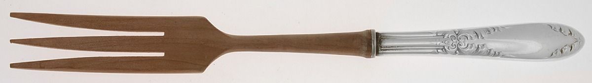 King Edward (Silverplate 1936, 1951) Salad Serving Fork with Wooden Prongs by National Silver Co-1