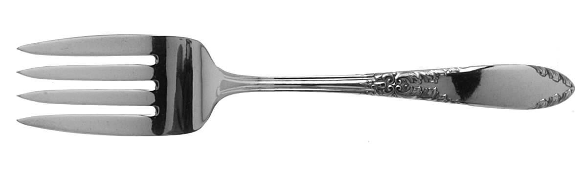 King Edward (Silverplate 1936, 1951) Medium Solid Cold Meat Serving Fork by National Silver Co-1