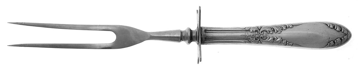 King Edward (Silverplate 1936, 1951) Small Steak Carving Fork with Stainless Prongs by National Silver Co-1