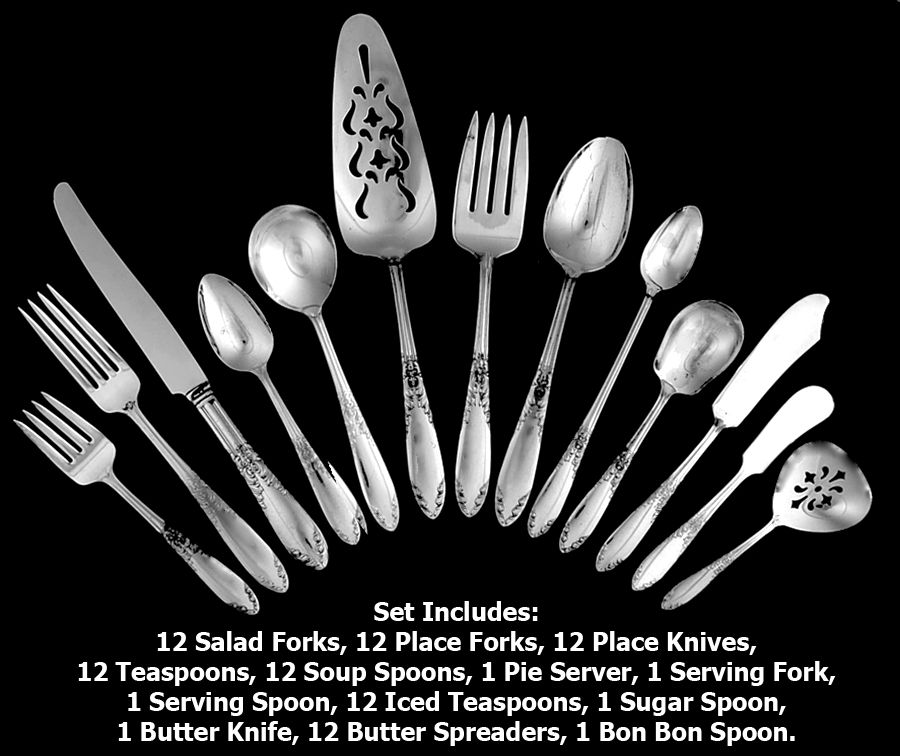King Edward (Silverplate 1936, 1951) 90 Piece Set by National Silver Co-1