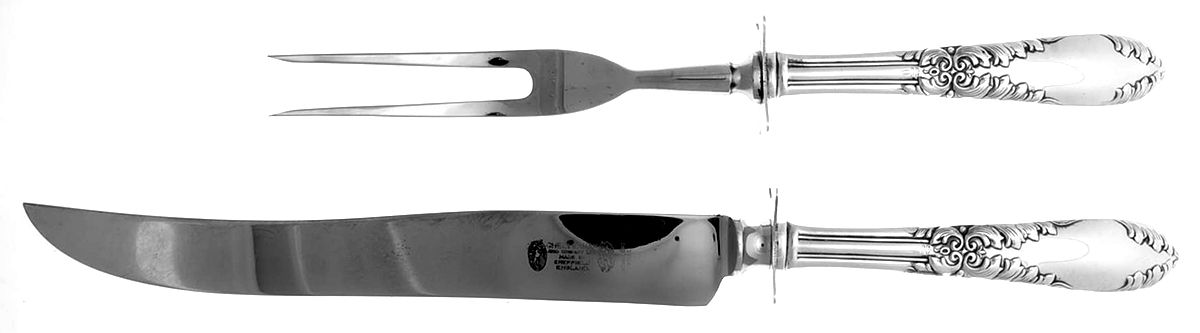 King Edward (Silverplate 1936, 1951) Large 2-Piece Roast Carving Set w/Stainless Blade by National Silver Co-1