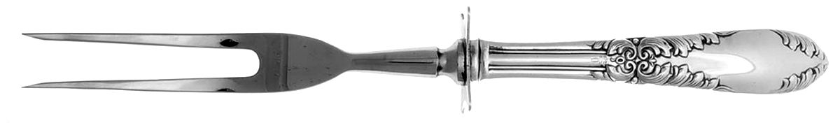 King Edward (Silverplate 1936, 1951) Large Stainless-Prong Roast Carving Fork by National Silver Co-1