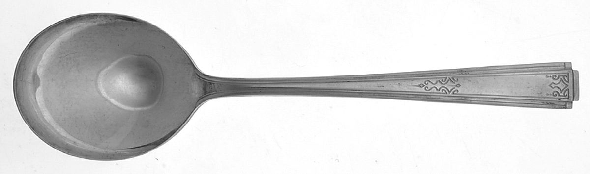Lady Grace (Silverplate, 1933) Round Bowl Soup Spoon (Gumbo) by National Silver Co-1