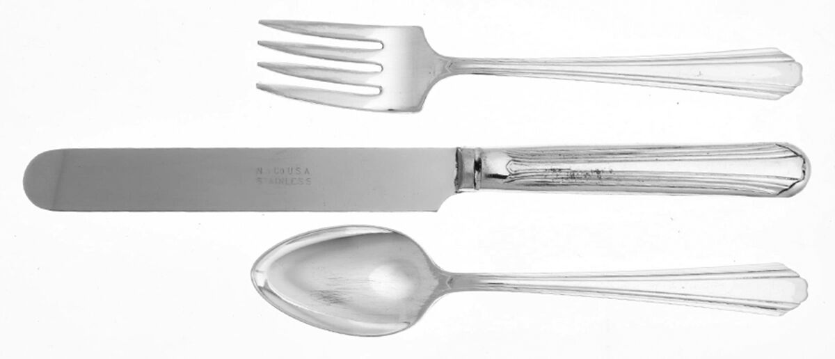 Lady Joan (Silverplate, 1931) (3 Pc) Youth Set (Solid Knife, Fork & Spoon) by National Silver Co-1