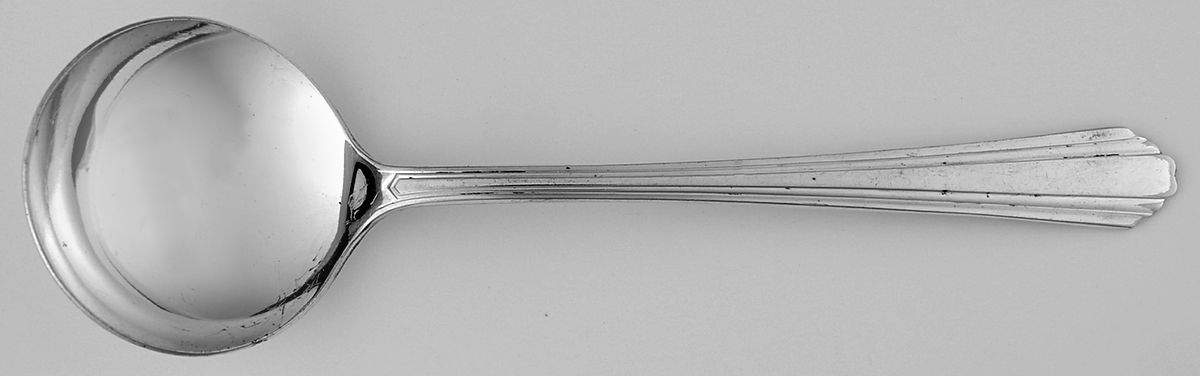 Lady Joan (Silverplate, 1931) Round Bowl Soup Spoon (Bouillon) by National Silver Co-1
