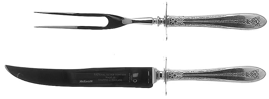 Margaret Rose (Sterling, 1938) Small Stainless Blade 2-Piece Steak Carving Set by National Silver Co-1