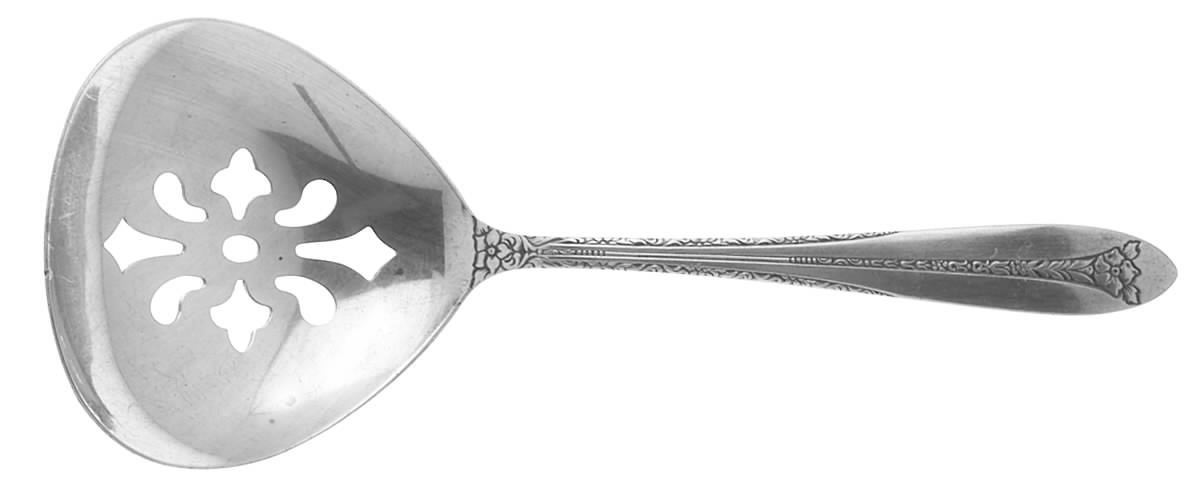 Margaret Rose (Sterling, 1938) Solid Bon Bon Spoon with Pierced Bowl by National Silver Co-1