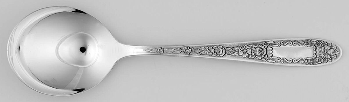 Mildred (Silverplate, 1936) Round Bowl Soup Spoon (Gumbo) by National Silver Co-1