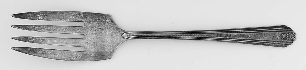 Moderne (Silverplate, 1940) Medium Solid Cold Meat Serving Fork by National Silver Co-1