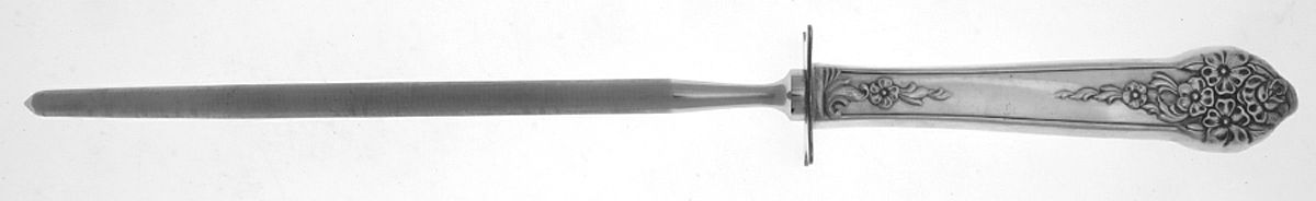 Moss Rose (Silverplate, 1949) Large Roast Steel Rod Knife Sharpener by National Silver Co-1