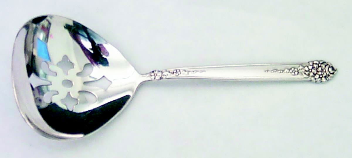 Moss Rose (Silverplate, 1949) Solid Bon Bon Spoon by National Silver Co-1