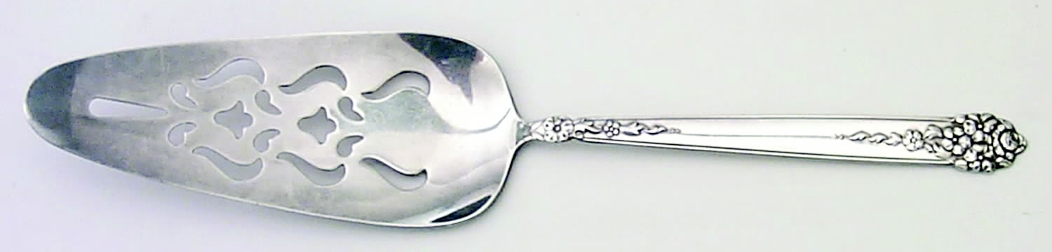 Moss Rose (Silverplate, 1949) Solid Pierced Pie Server by National Silver Co-1
