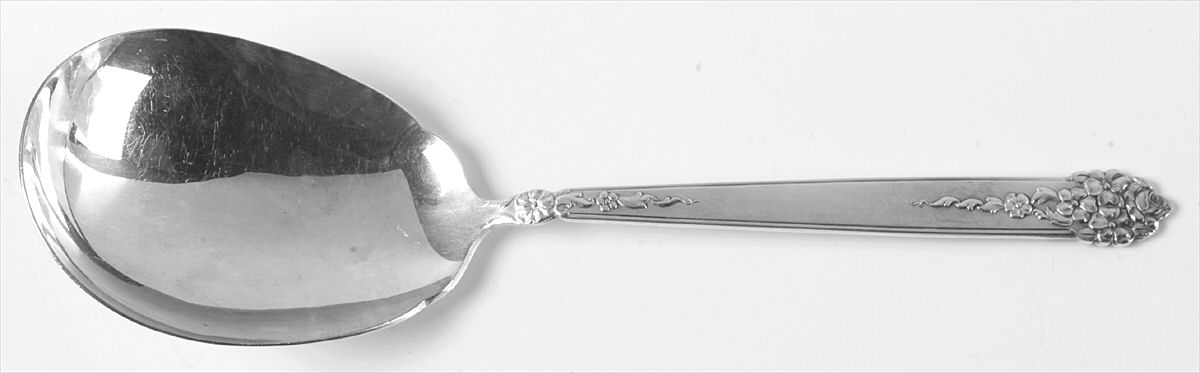 Moss Rose (Silverplate, 1949) Solid Smooth Casserole Spoon by National Silver Co-1