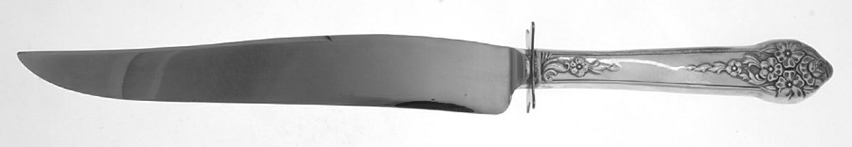 Moss Rose (Silverplate, 1949) Large Stainless Blade Roast Carving Knife by National Silver Co-1
