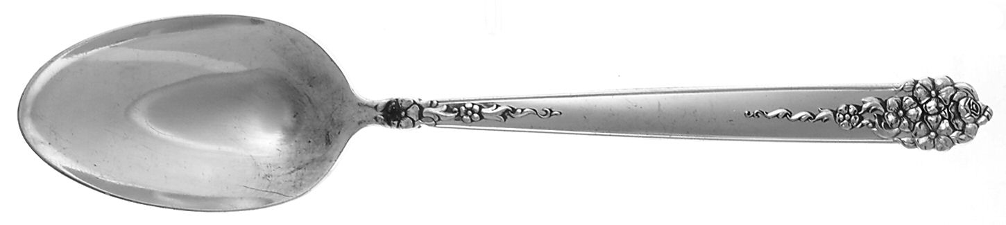 Moss Rose (Silverplate, 1949) Place/Oval Soup Spoon by National Silver Co-1