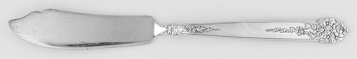 Moss Rose (Silverplate, 1949) Flat Handle Master Butter Knife by National Silver Co-1