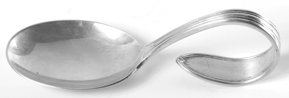 Overture (Sterling, 1936, No Monograms) Curved Handle Baby Spoon by National Silver Co-1
