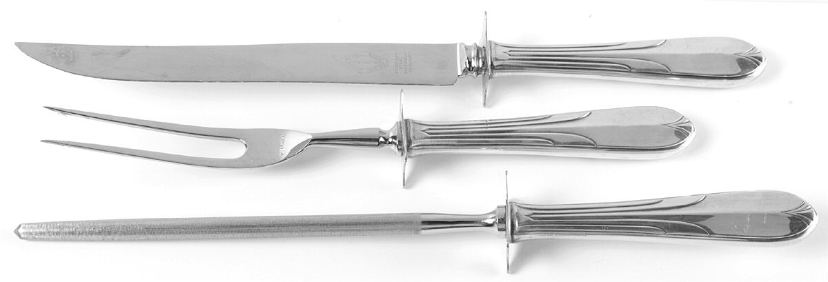 Overture (Sterling, 1936, No Monograms) Large 3-Piece Roast Carving Set w/ Stainless Blade by National Silver Co-1