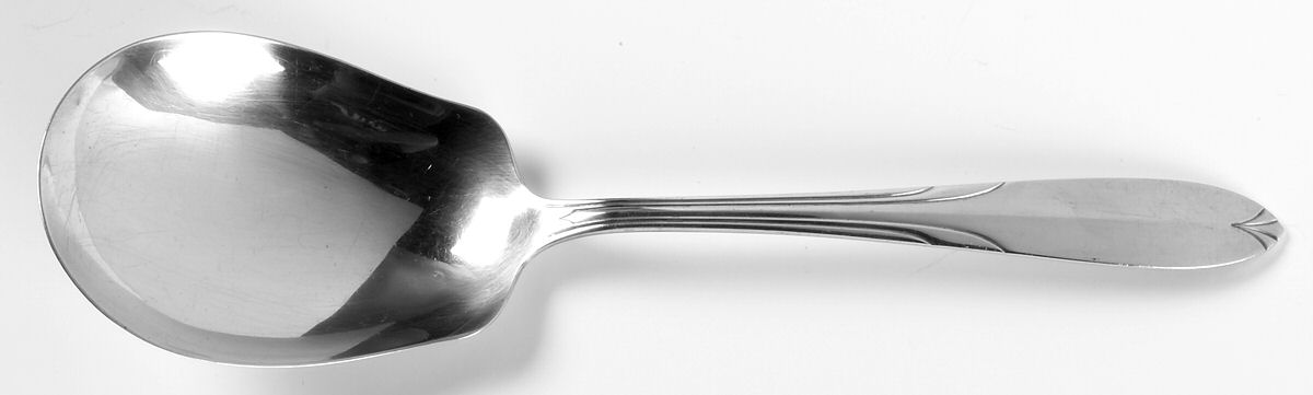 Overture (Sterling, 1936, No Monograms) Small Solid Berry/Casserole Spoon by National Silver Co-1