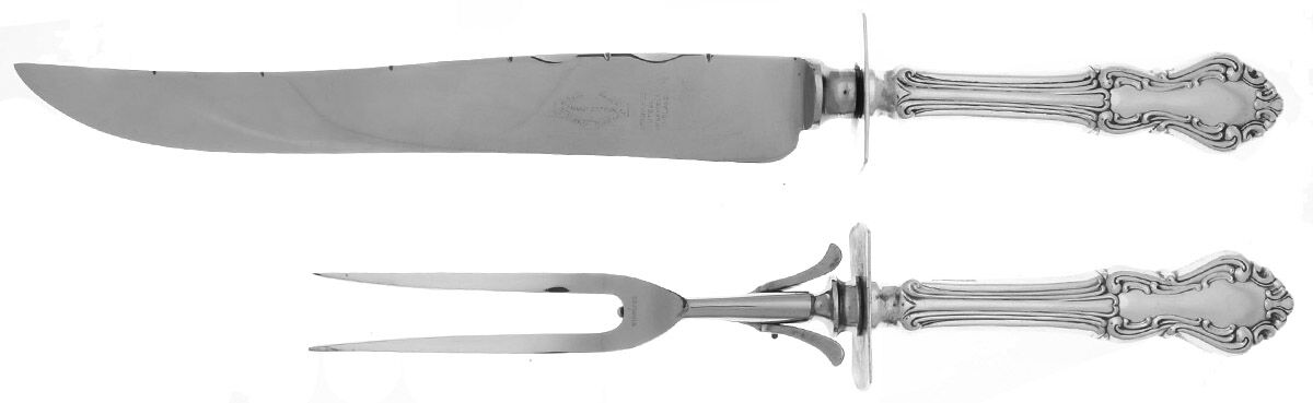 Princess Elizabeth (Sterling, 1942) (2 Pc)Carving Set-Lg Stnbl/Roast w/Sterling Guard by National Silver Co-1