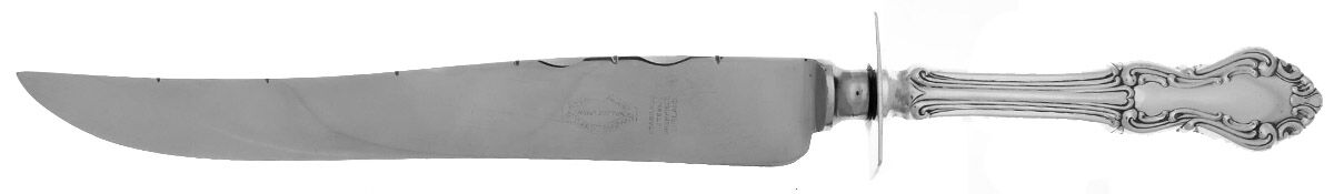 Princess Elizabeth (Sterling, 1942) Large Carving/Roast Knife StnlBl w/Sterling Guard by National Silver Co-1