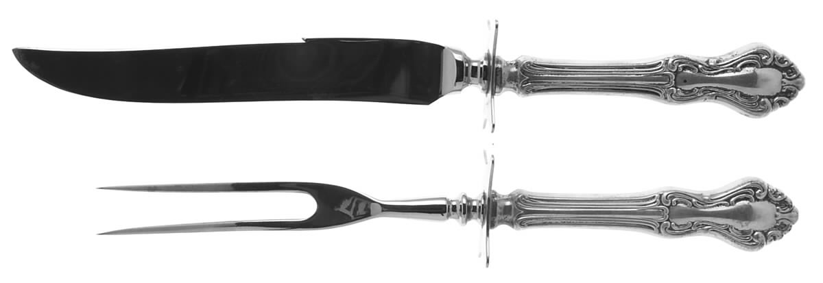 Princess Elizabeth (Sterling, 1942) Small Stainless Blade 2-Piece Steak Carving Set by National Silver Co-1