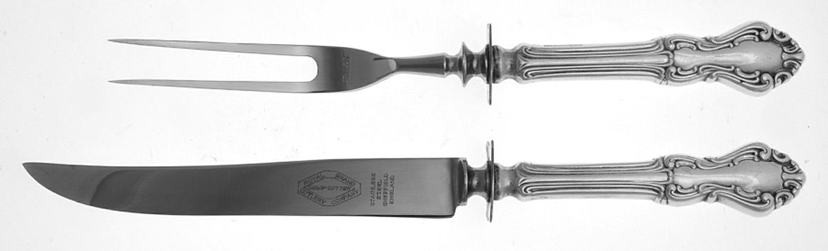 Princess Elizabeth (Sterling, 1942) Small 2-Piece Steak Carving Set w/Stainless Blade by National Silver Co-1
