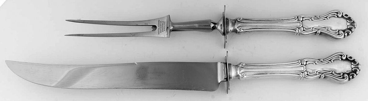 Princess Elizabeth (Sterling, 1942) Large 2-Piece Roast Carving Set w/Stainless Blade by National Silver Co-1