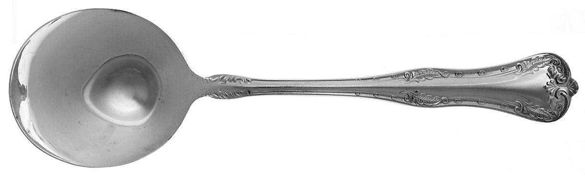 Queen Elizabeth (Silverplate, 1908) Round Bowl Soup Spoon (Gumbo) by National Silver Co-1