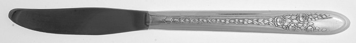 Rose and Leaf (Silverplate, 1937) Modern Solid Grille Knife by National Silver Co-1