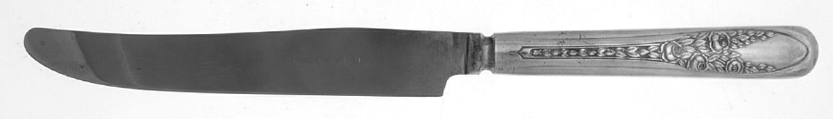 Rose and Leaf (Silverplate, 1937) New French Solid Knife by National Silver Co-1