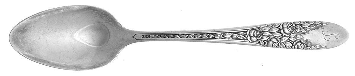 Rose and Leaf (Silverplate, 1937) Five O'Clock Teaspoon by National Silver Co-1