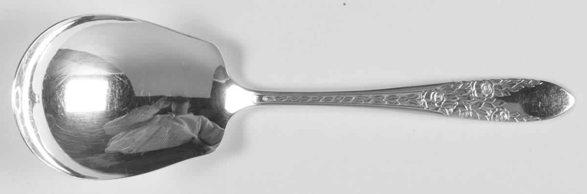 Rose and Leaf (Silverplate, 1937) Solid Smooth Casserole Spoon by National Silver Co-1