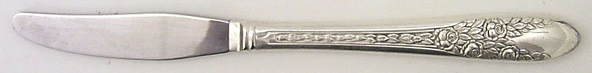 Rose and Leaf (Silverplate, 1937) Modern Hollow Grille Knife by National Silver Co-1