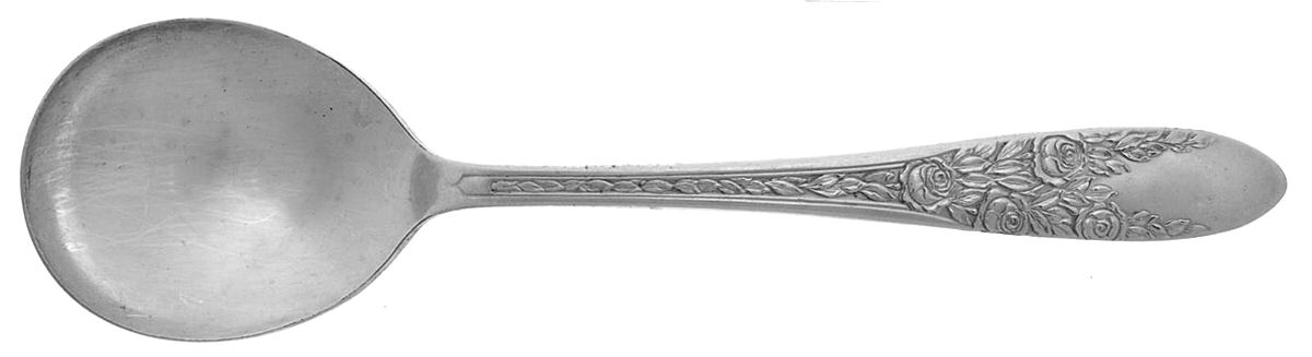 Rose and Leaf (Silverplate, 1937) Round Bowl Soup Spoon (Cream Soup) by National Silver Co-1
